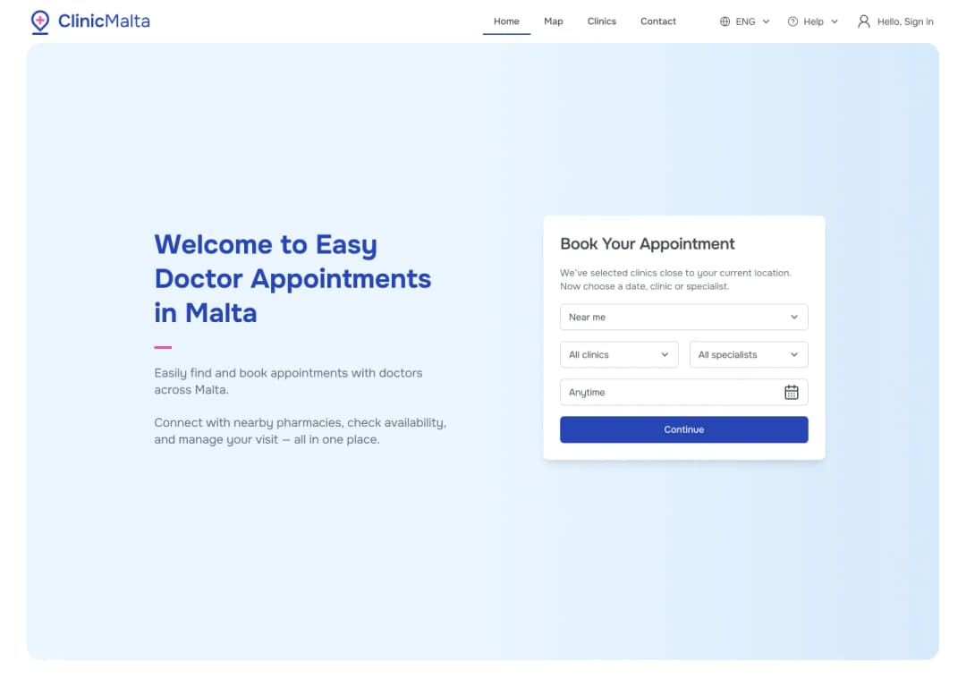 Malta homepage view